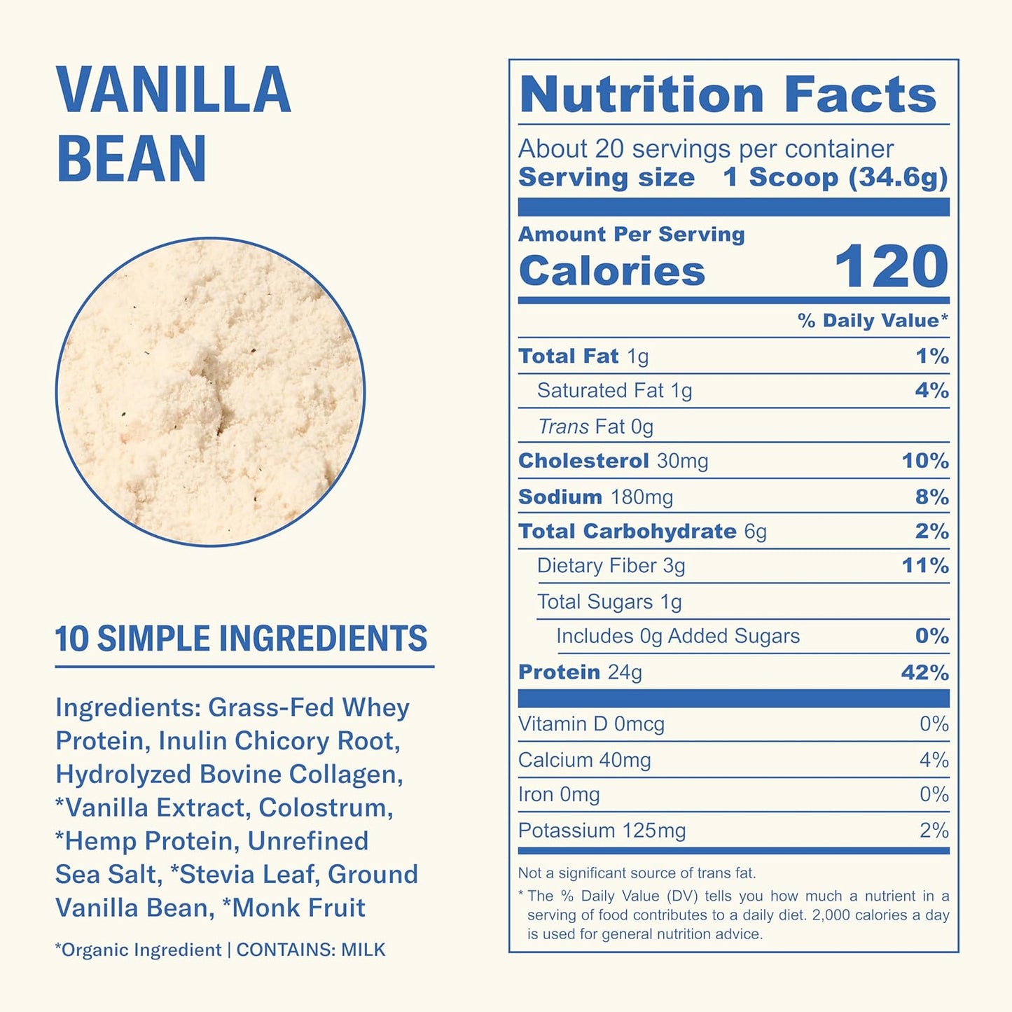 Ballerina Farm Grass Fed Whey Protein Powder, 24g Protein with Collagen Peptides,  20 Servings