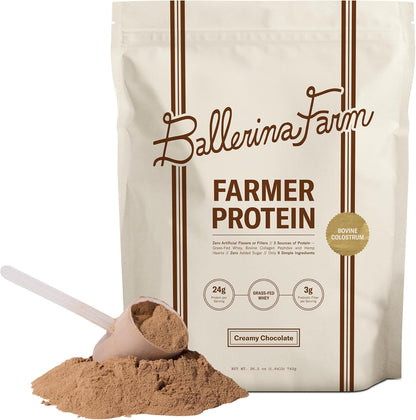 Ballerina Farm Grass Fed Whey Protein Powder, 24g Protein with Collagen Peptides,  20 Servings