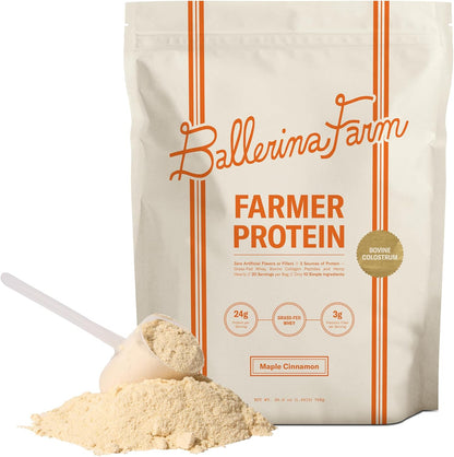 Ballerina Farm Grass Fed Whey Protein Powder, 24g Protein with Collagen Peptides,  20 Servings